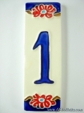 Numero civico ceramica con fiore nf1